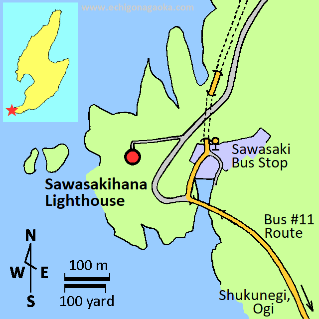 map of Sawasaki-hana Lighthouse