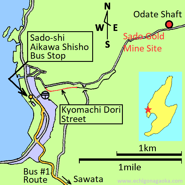 map of Sado Gold and Silver Mine Site