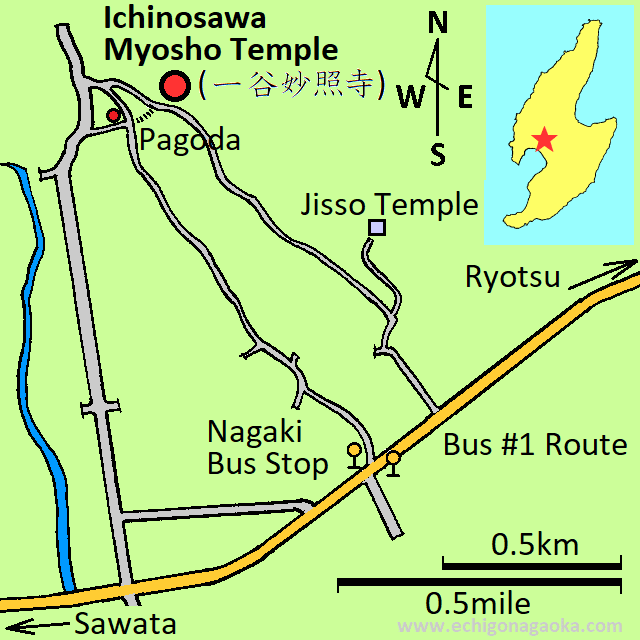 map of Ichinosawa Myosho Temple