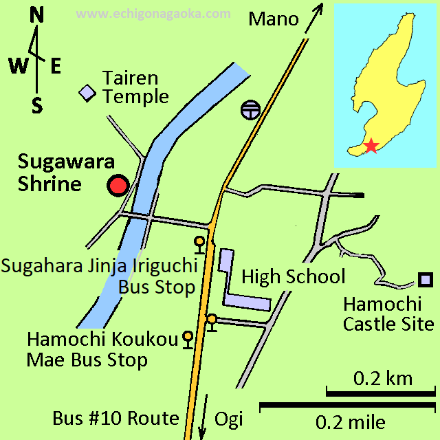 map of Sugahara Shrine
